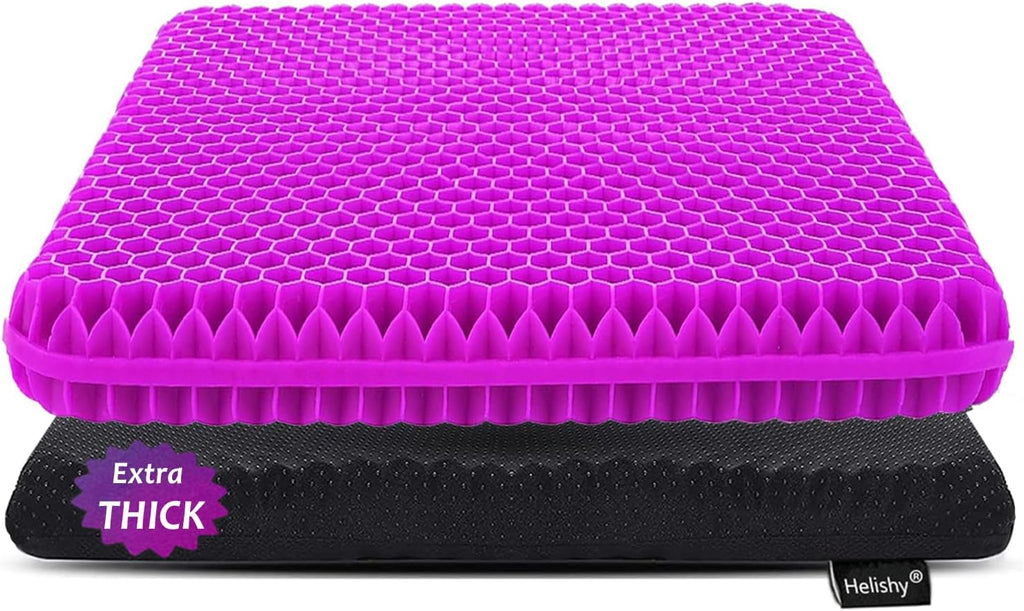 Helishy Gel Seat Cushion for Long Sitting, Extra Thick Gel Cushion for Wheelchair Soft Chair Pads for Office Home Chairs Car Seats Long Tri…