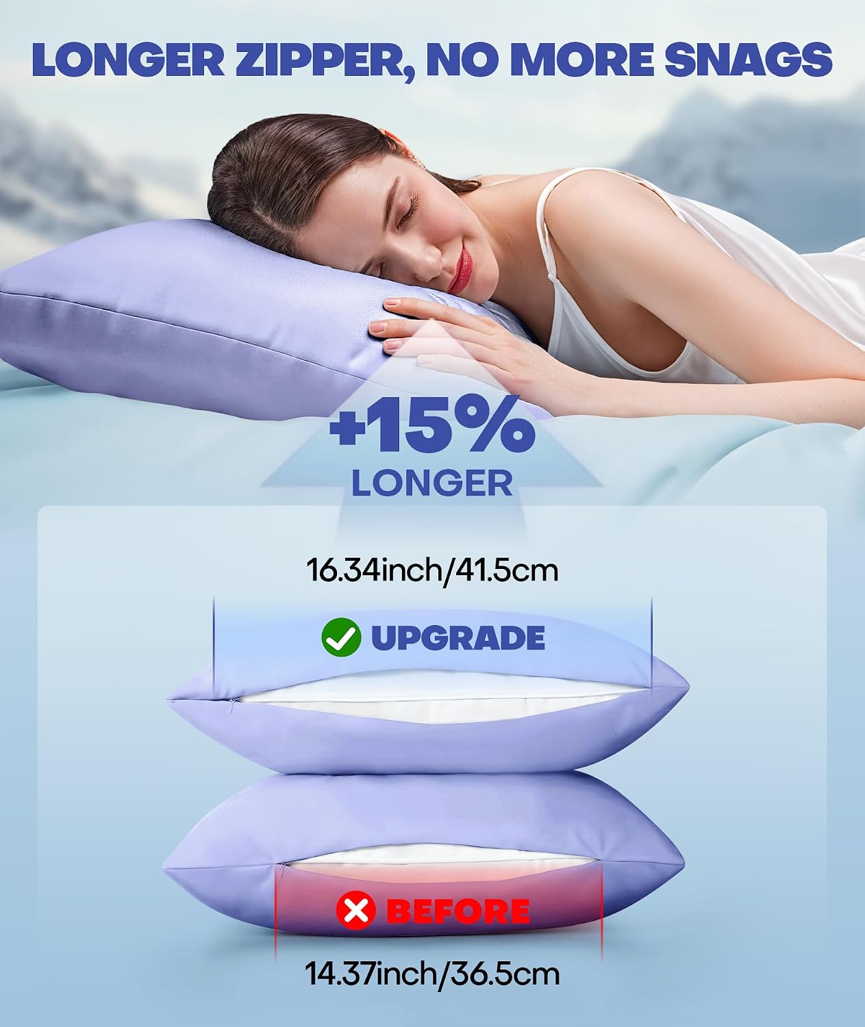 Rifens Ice Cooling Pillowcase for Hot Sleepers, Instantly Cool, Stays Cold All Night, Softer Than Silk Pillow Cases, Pillow Covers with Inv…
