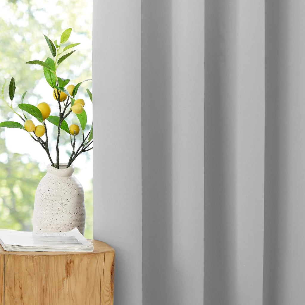 Nicetown 100% Blackout Off White Curtains for Bedroom, Grommet Thermal Window Treatments Portable Curtains Lightweight Travel Shades for Li…