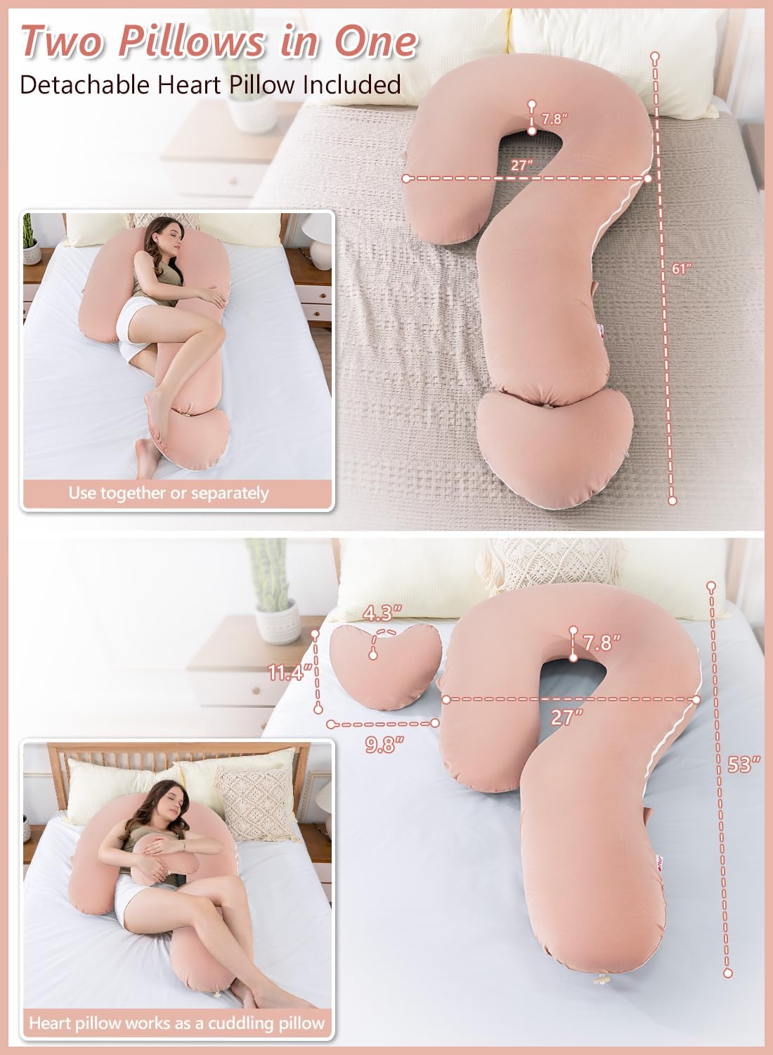 Meiz Question Mark Body Pillow for Adults, Cooling Full Body Support Pillow for Side Sleepers & Back Support, Cotton Long Bolster Pillow wi…