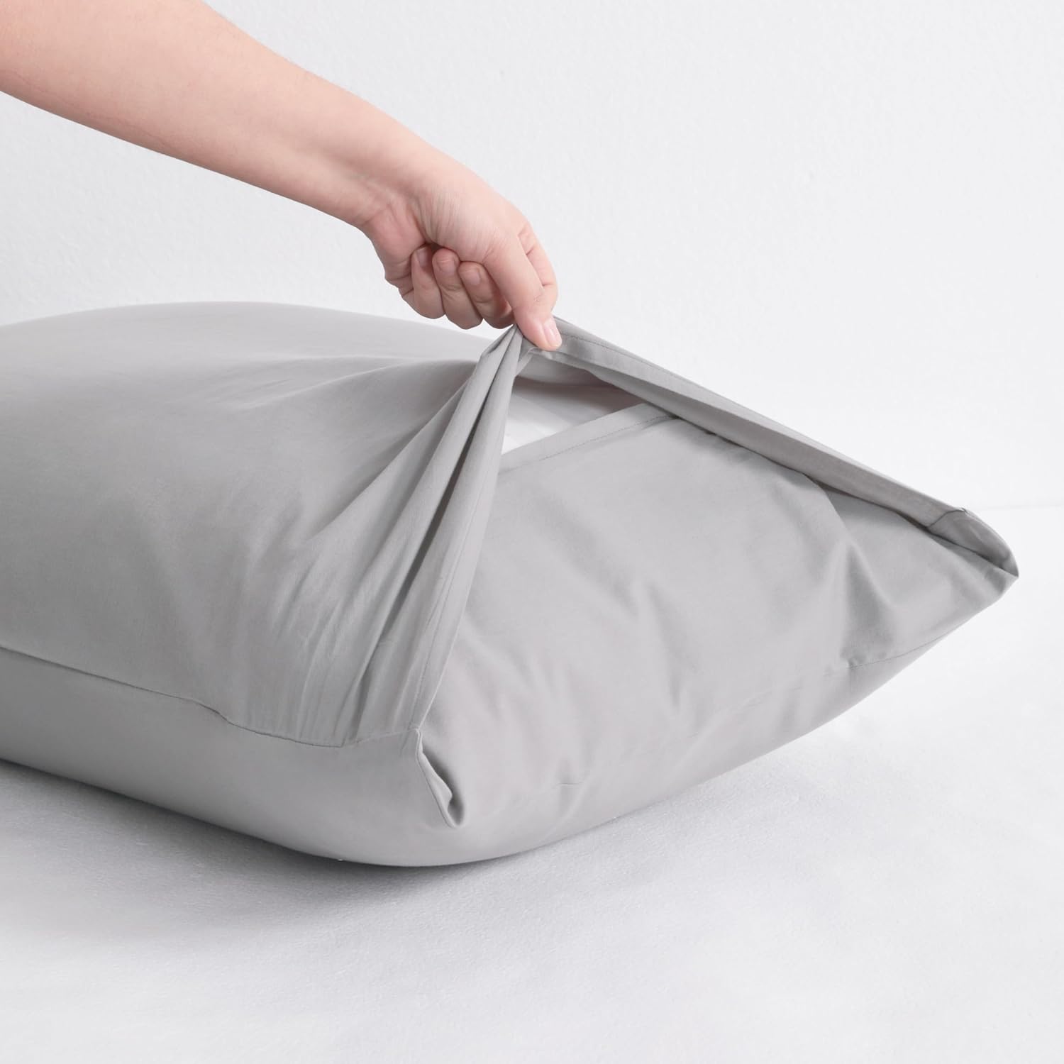 Ntbay Standard Cotton Pillowcases - Envelope Closure 20x26 Pillowcases Set of 2, Breathable and Soft Bed Pillow Cases, Light Grey Cotton Gr…