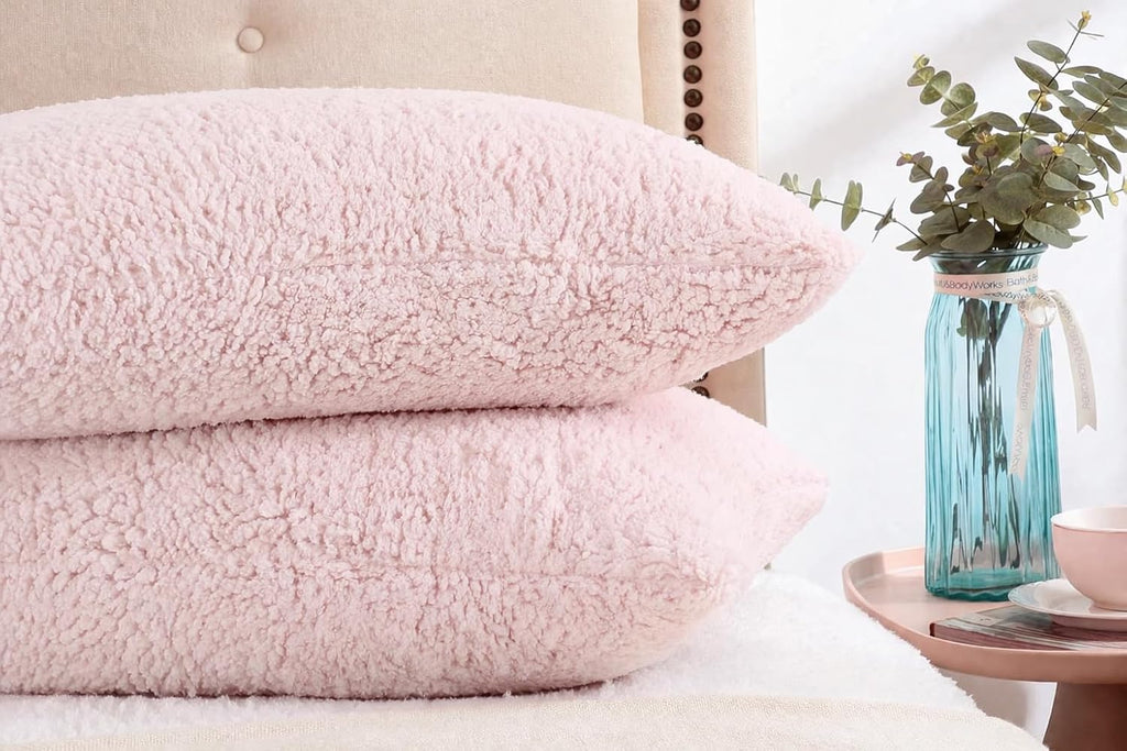 Reafort Sherpa Pillowcases Set of 2, Plush Fleece Standard Pillow Covers 20" x 26" with Zipper Closure, Fluffy Ultra Soft Cozy Pillowcases…