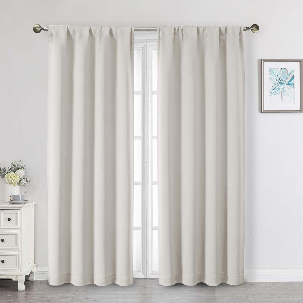 WelvetBLK Natural Light Filtering Curtains for Bedroom Living Room 72 Inches Long 2 Panels Set, Soft Solid Thermal Insulated Privacy French…