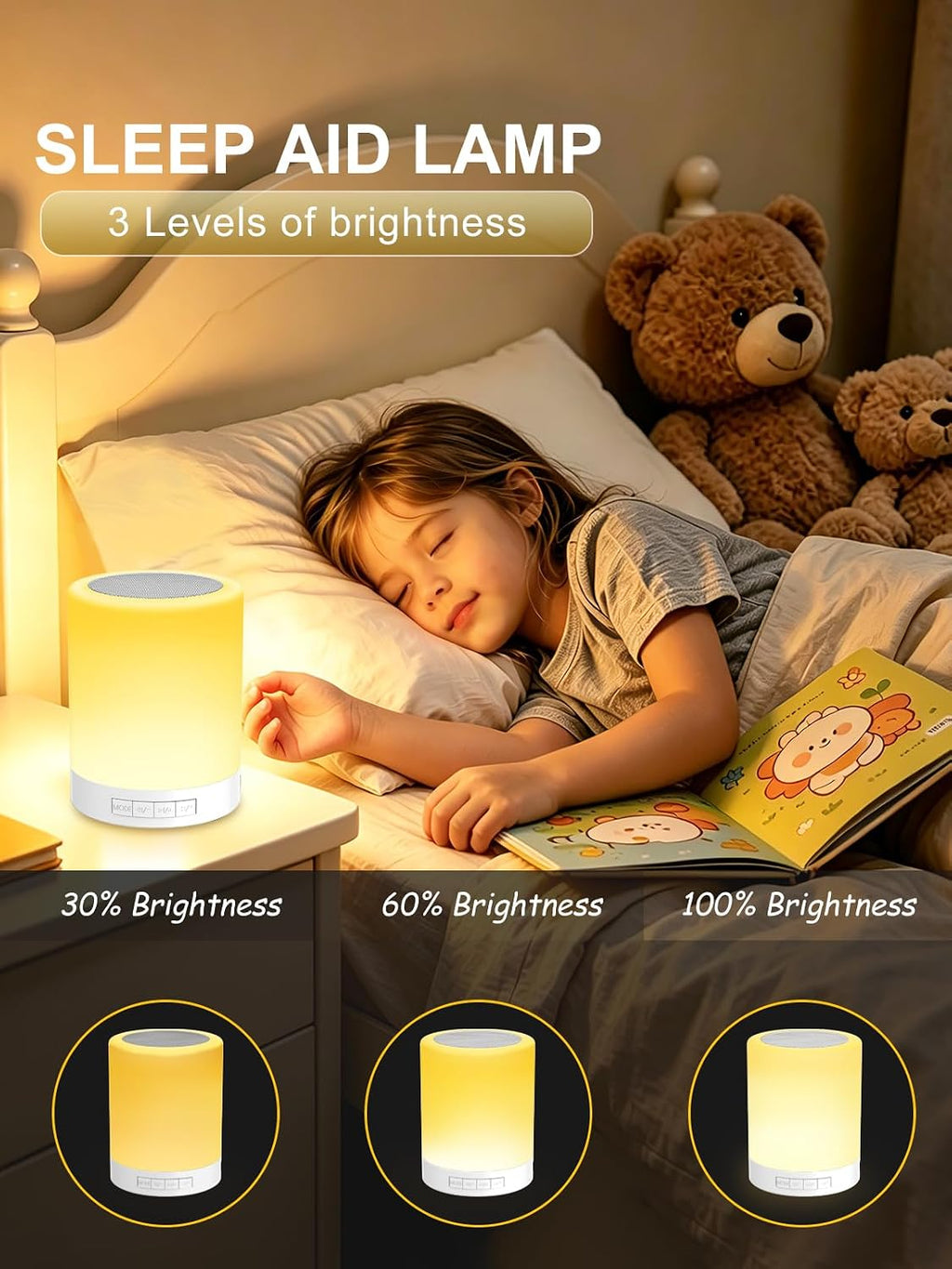 Touch Bedside Lamp with Bluetooth Speaker, Colorful Night Light Dimmable, Outdoor Table Lamp with Touch Control, Best Gift for Teens Kids…