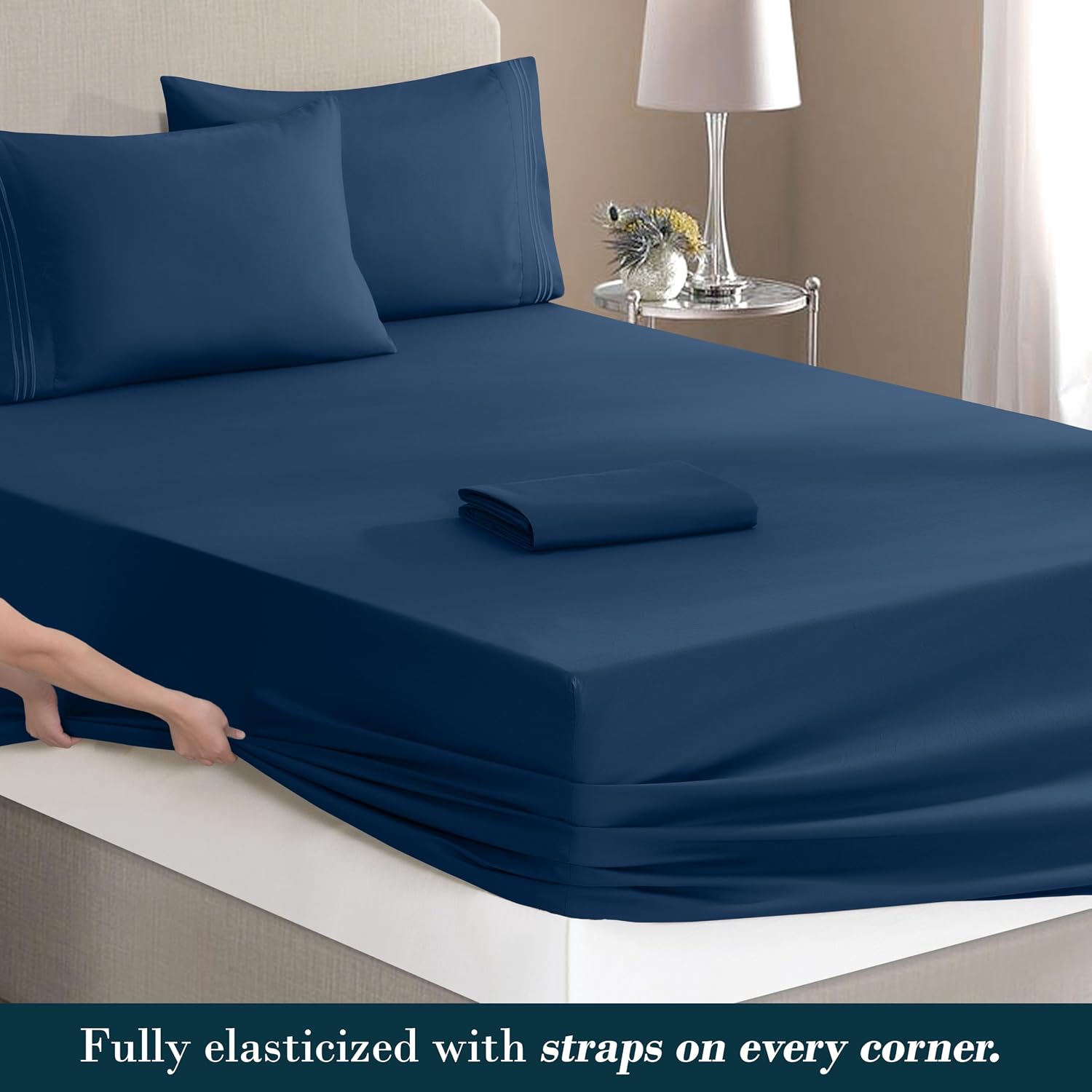 MocassiLuxuryBedding Mocassi Luxury 6-Piece Sheet Set, Ultra Soft 1800 Hotel Quality Microfiber Sheet Set, Fits Mattresses Up to 18 to 24 I…