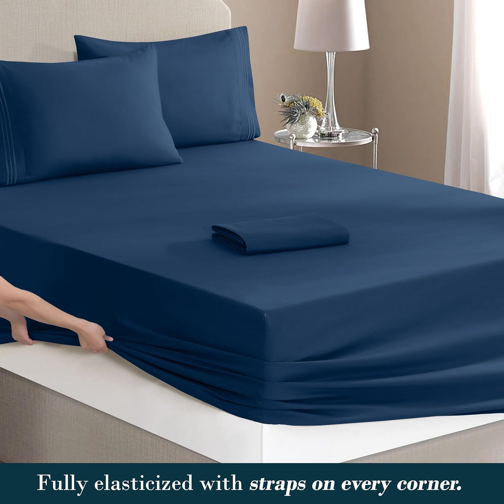 MocassiLuxuryBedding Mocassi Luxury 6-Piece Sheet Set, Ultra Soft 1800 Hotel Quality Microfiber Sheet Set, Fits Mattresses Up to 18 to 24 I…