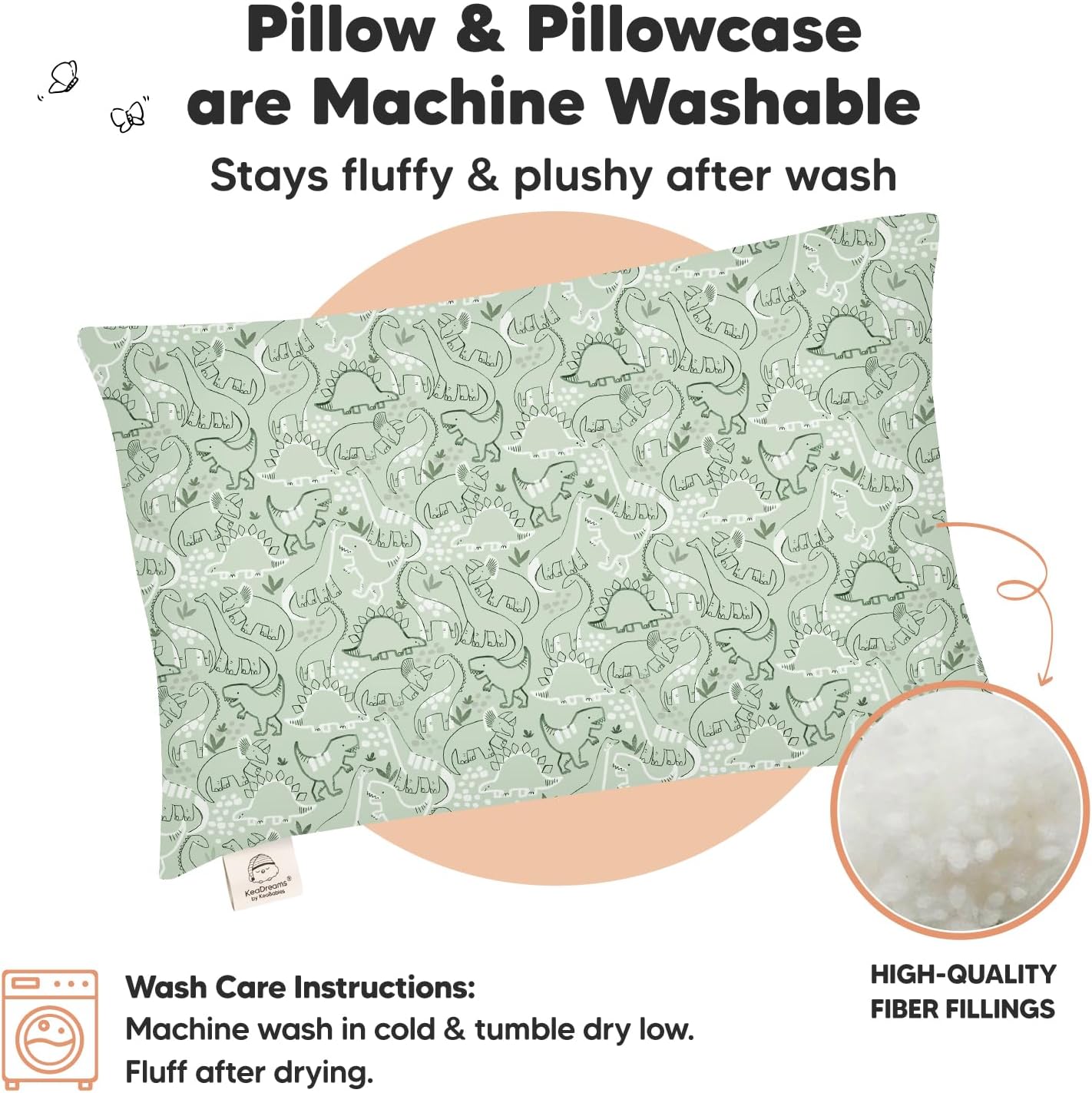 Toddler Pillow with Pillowcase - 13x18 My Little Dreamy Kids Travel Bed Pillows for Sleeping, Organic Cotton Small Pillowcase, Soft &…