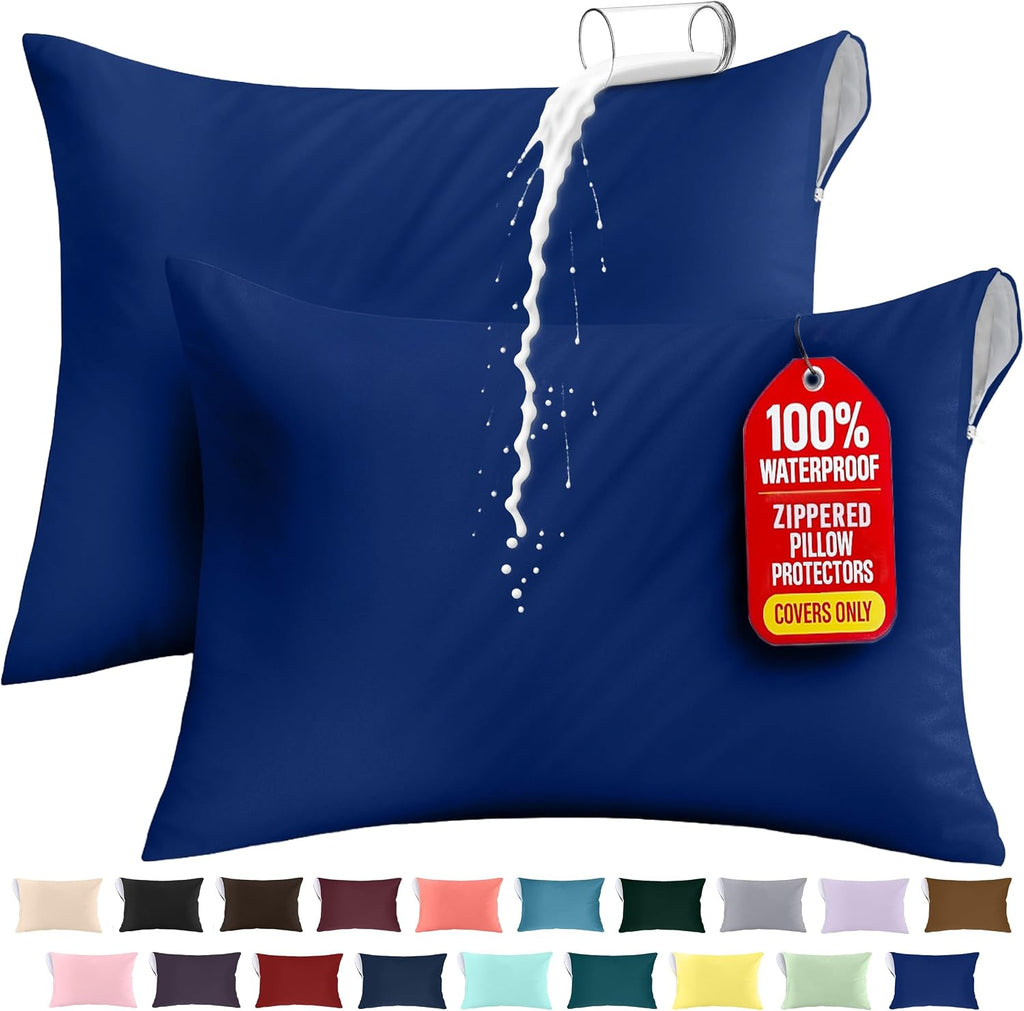 Utopiabedding Utopia Bedding 100% Waterproof Pillow Protectors with Zipper King Size (Set of 2), Bed Bug and Dust Mite Proof Zippered Pillo…