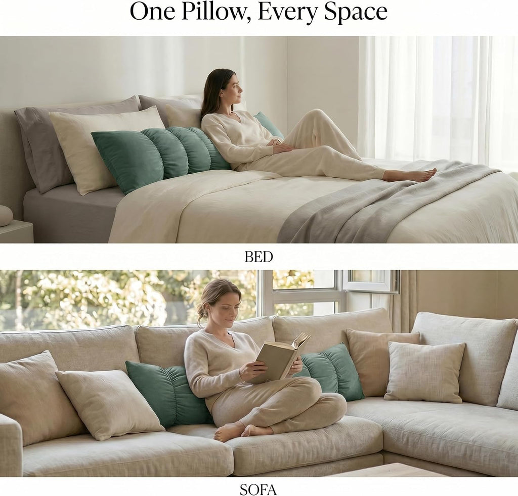 Ailuteie Pat. Pend. Side Sleeper Body Pillow, Long Bed Pillow with Segmented Design and Soft Velvet Washable Pillowcase for Side Sleeping (…