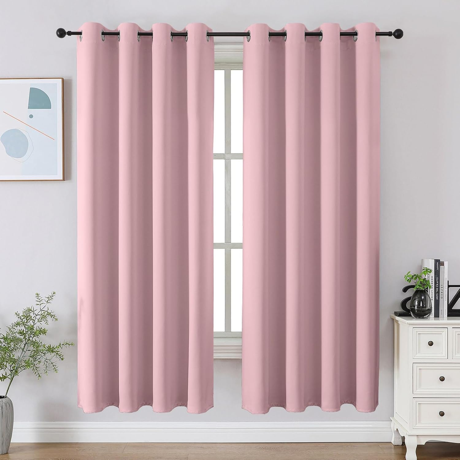Cucraf Blackout Curtains 63 inch Length 2 Panels Set, Room Darkening Drapes for Living Room Bedroom, Thermal Insulated Light Blocking Gromm…
