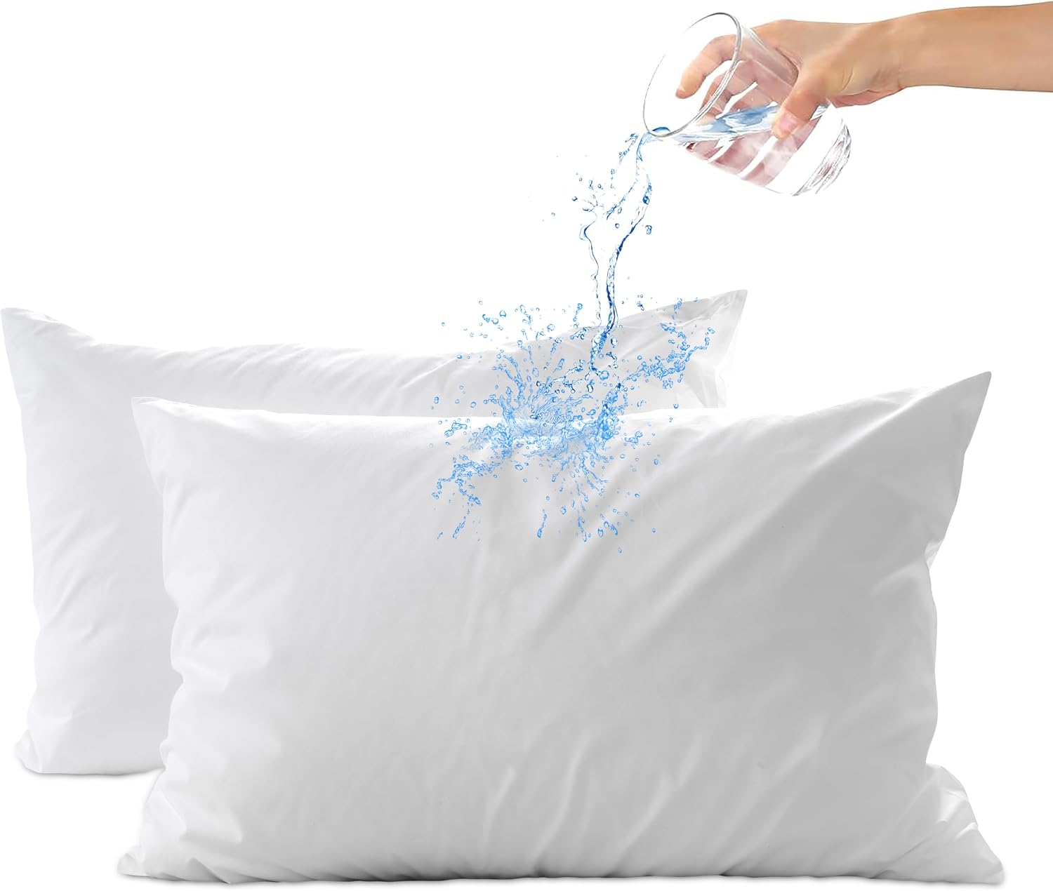 Dreamology King Size Waterproof Pillow Protector Set of 2, Pillow Protectors with Zipper King Size, Water Proof Pillow Covers, Bed Bug Proof…