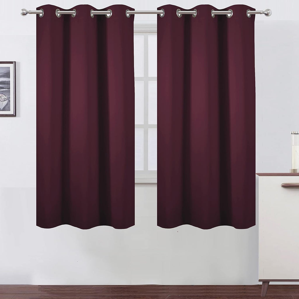 Lemomo Burgundy Red Blackout Curtains 42 x 63 Inch Length/Set of 2 Curtain Panels/Thermal Insulated Room Darkening Blackout Curtains for Be…