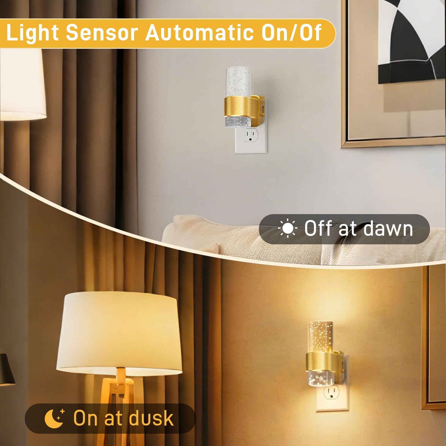 LED Lights for Bedroom – Night Lights Plug into Wall, Dimmable 0-100 LM Brightness Nightlight with Dusk to Dawn Sensor, Auto On/Off Plug…