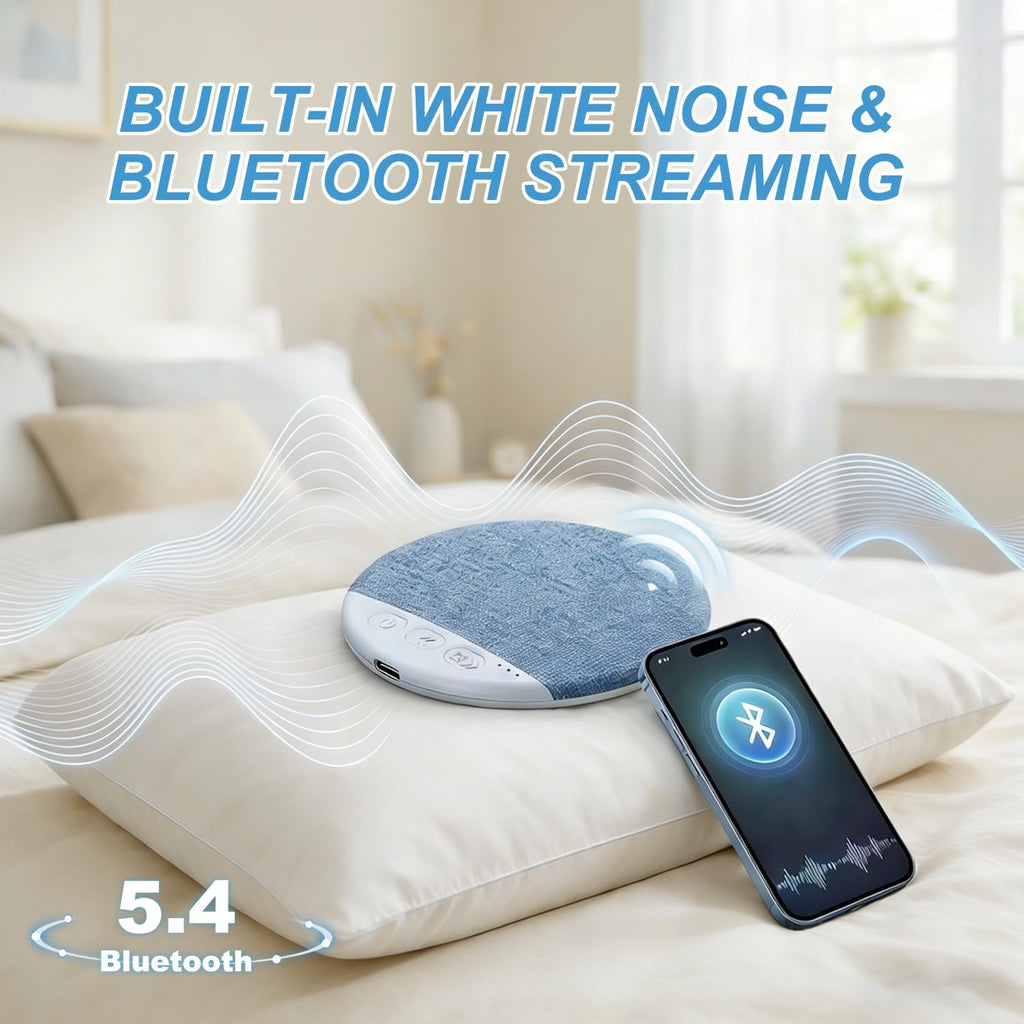 2026 Mini Bluetooth Pillow Speaker for Sleeping, Under Pillow Speaker with Built-in White Noise & Pink Noise Sound Machine, 48H Playtime…
