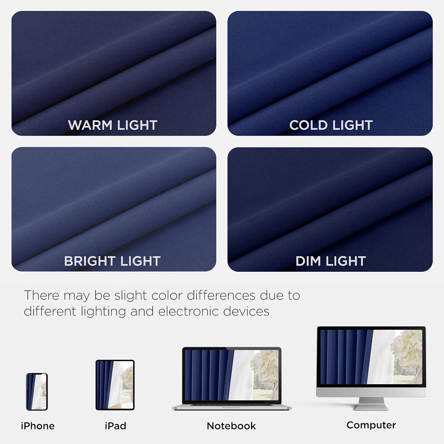 Joydeco Navy Blue Curtains 84 Inch Length - Thermal Insulated Room Darkening Drapes 2 Panels Set, Rod Pocket & Back Tab Noise Reducing Blac…