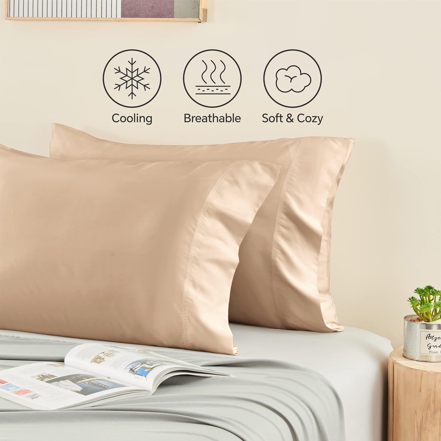 Bedelite King Size Pillow Cases Set of 2, Rayon Derived from Bamboo, Cooling Pillow Cases for Hot Sleepers & Night Sweats, Breathable and S…