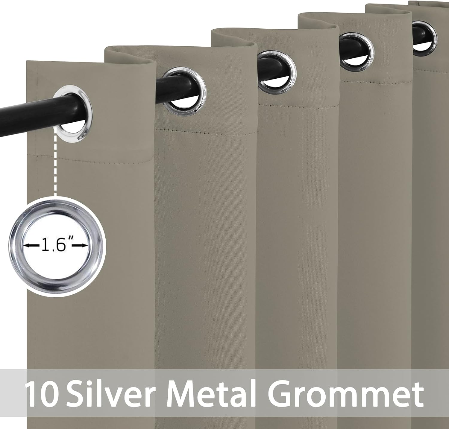Yakamok Premium Room Darkening Thermal Insulated Curtains for Bedroom/Living Room - Classic Grommet Top (2 Panels, Taupe, 62 Inch by 84…