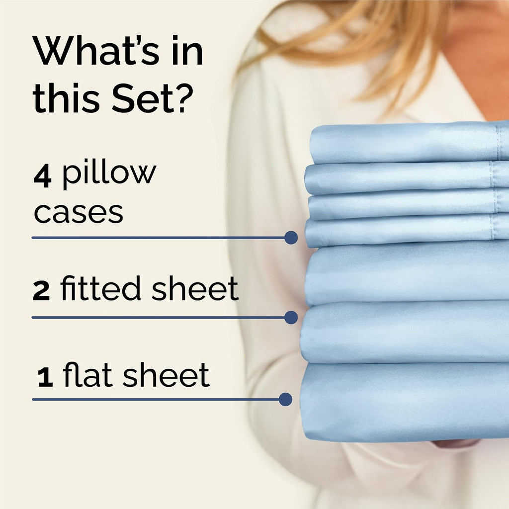 Split King 7 Piece Sheet Set - Comfy, Breathable & Cooling - Soft Hotel Luxury Bedding for Women, Men, Kids, Teens and Children - 1 Flat…