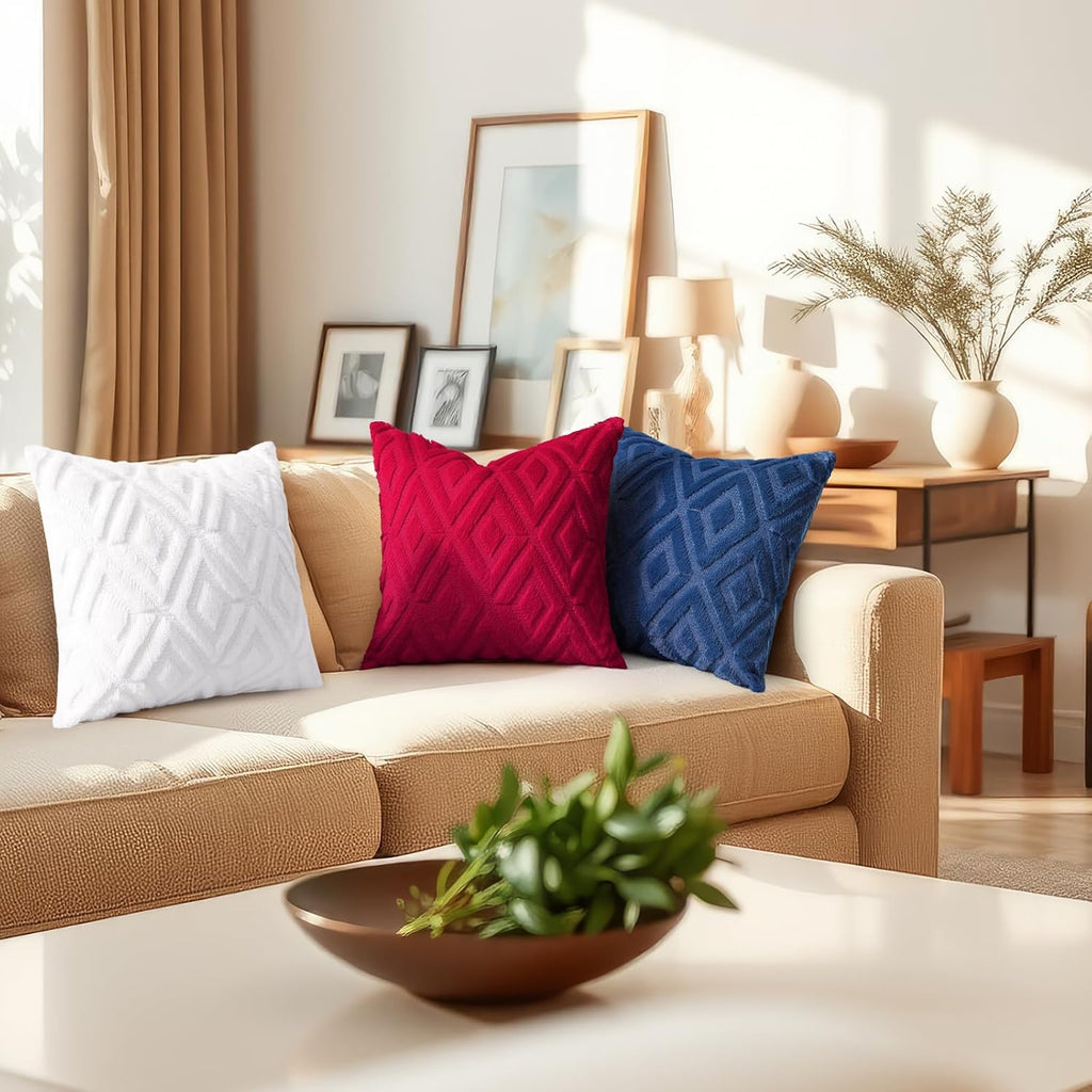 decorUhome Summer Couch Euro Sham Throw Pillow Covers 24x24 Set of 2, Decorative Soft Plush Faux Fur Wool Accent Pillow Covers for Modern F…