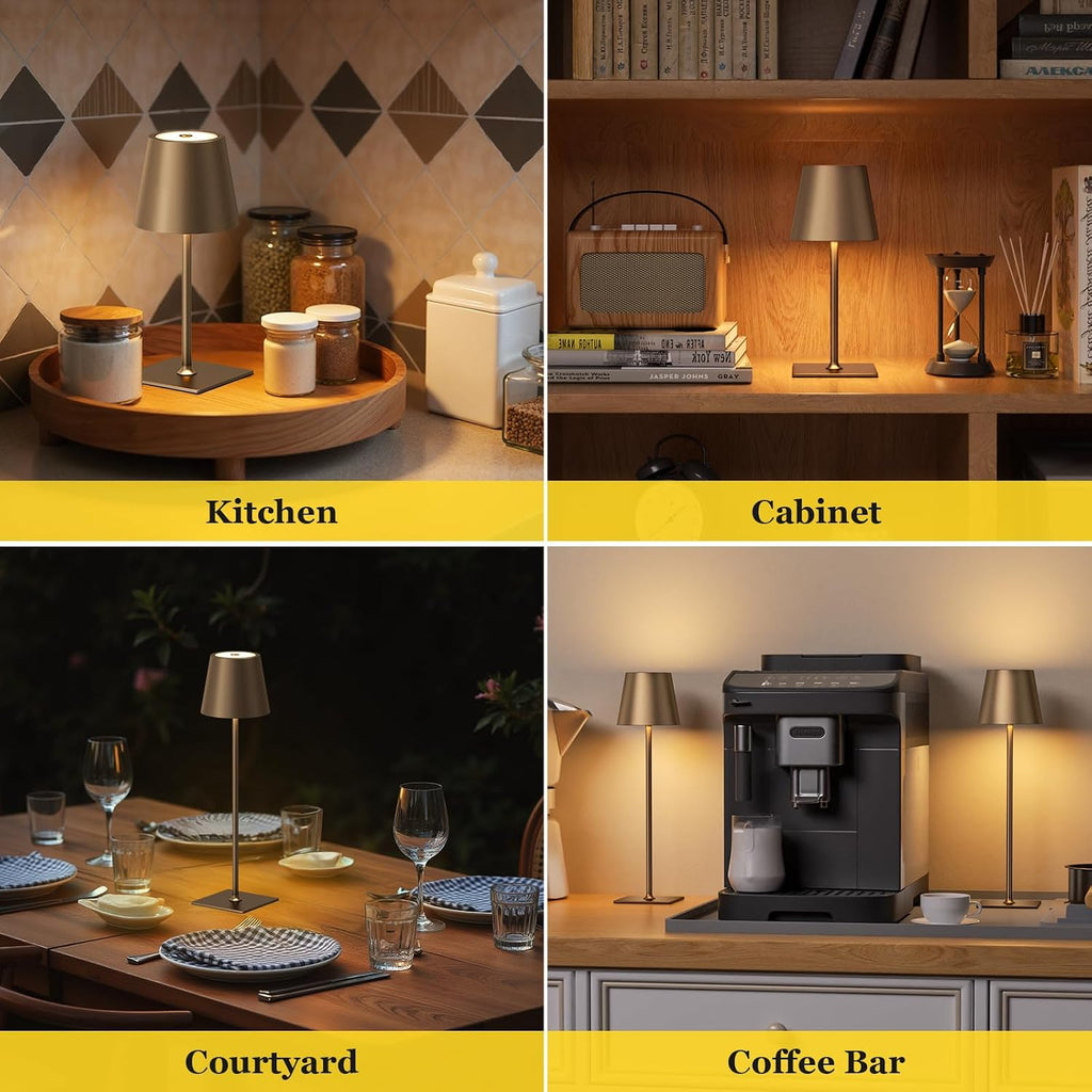 Kakanuo Brown Cordless Rechargeable Table Lamp 5000mAh Battery Operated Lamps, 3 Colors Stepless Dimming Touch Lamp for Living Room…