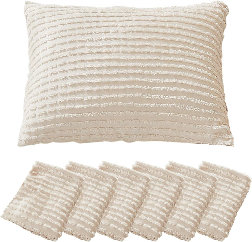 Warmdern Beige Pillow Covers King Pillow Cases Soft Microfiber Pillow Cases Set of 6 Boho Textured Pillowcase with Envelope Closure(Beige,…