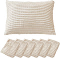 Warmdern Beige Pillow Covers King Pillow Cases Soft Microfiber Pillow Cases Set of 6 Boho Textured Pillowcase with Envelope Closure(Beige,…