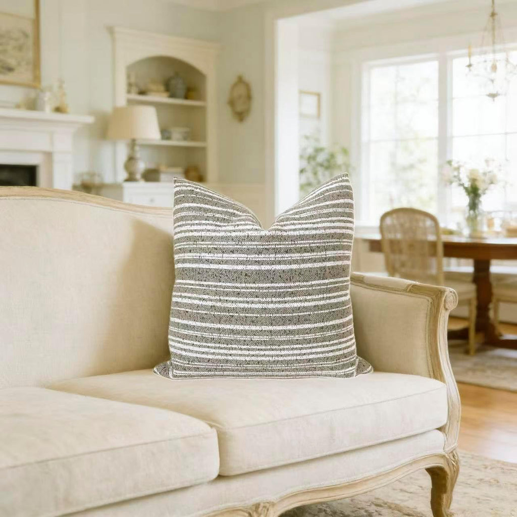 Slow Cow Boho Chenille Textured Woven Stripe Throw Pillow Covers 18x18 Decorative Cushion Cover Striped Square Pillow Cover Pillow Case