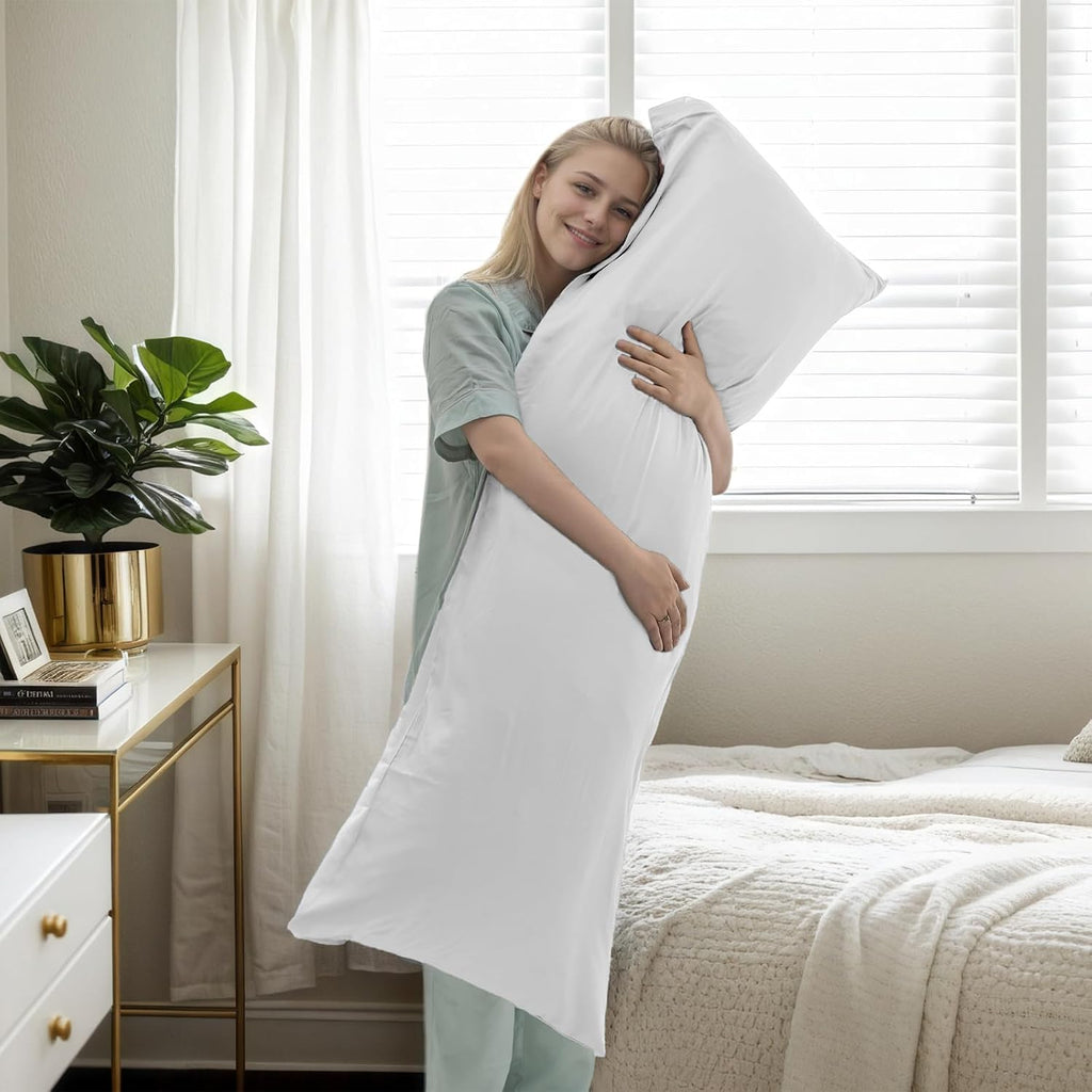 Body Cooling Pillow Cases Cover, Bamboo Rayon White Body Pillowcases with Zipper Closure, Cool and Breathable Pillow Case for Hot…