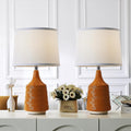 Orange Ceramic Table Lamps Set of 2, 18.5" Modern Bedside Lamps for Night Stands, Classic Small Lamps for Living Room End Tables…