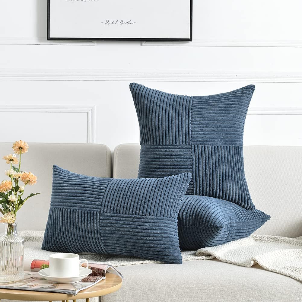 Fancy Homi Dusty Blue Decorative Throw Pillow Covers 16x16 Inch for Living Room Couch Bed Sofa, Farmhouse Boho Home Decor, Soft Corss…