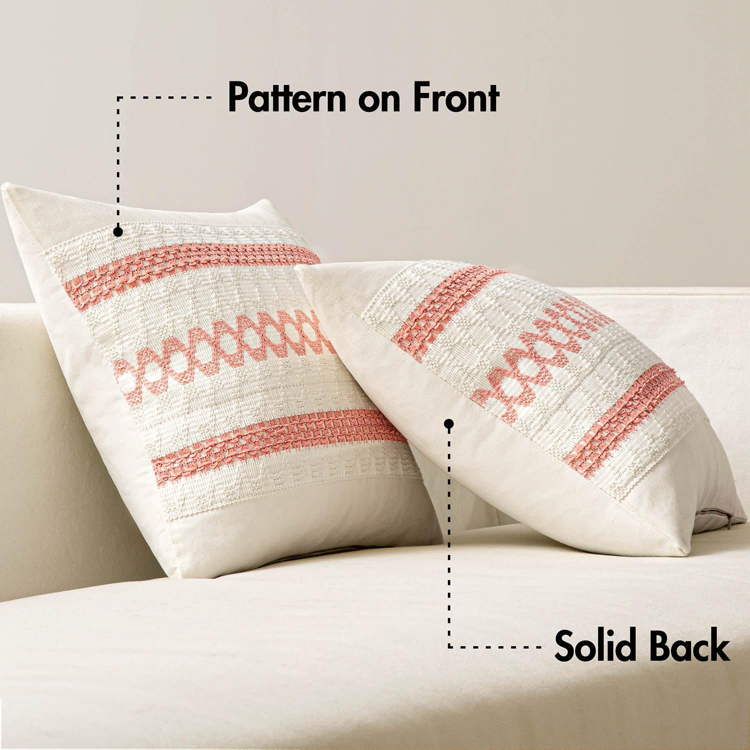 MIULEE Set of 2 Coral Red Boho Valentines Decorative Pillow Covers 18x18 Inch Farmhouse Rustic Couch Throw Pillows Modern Spring Cotton…