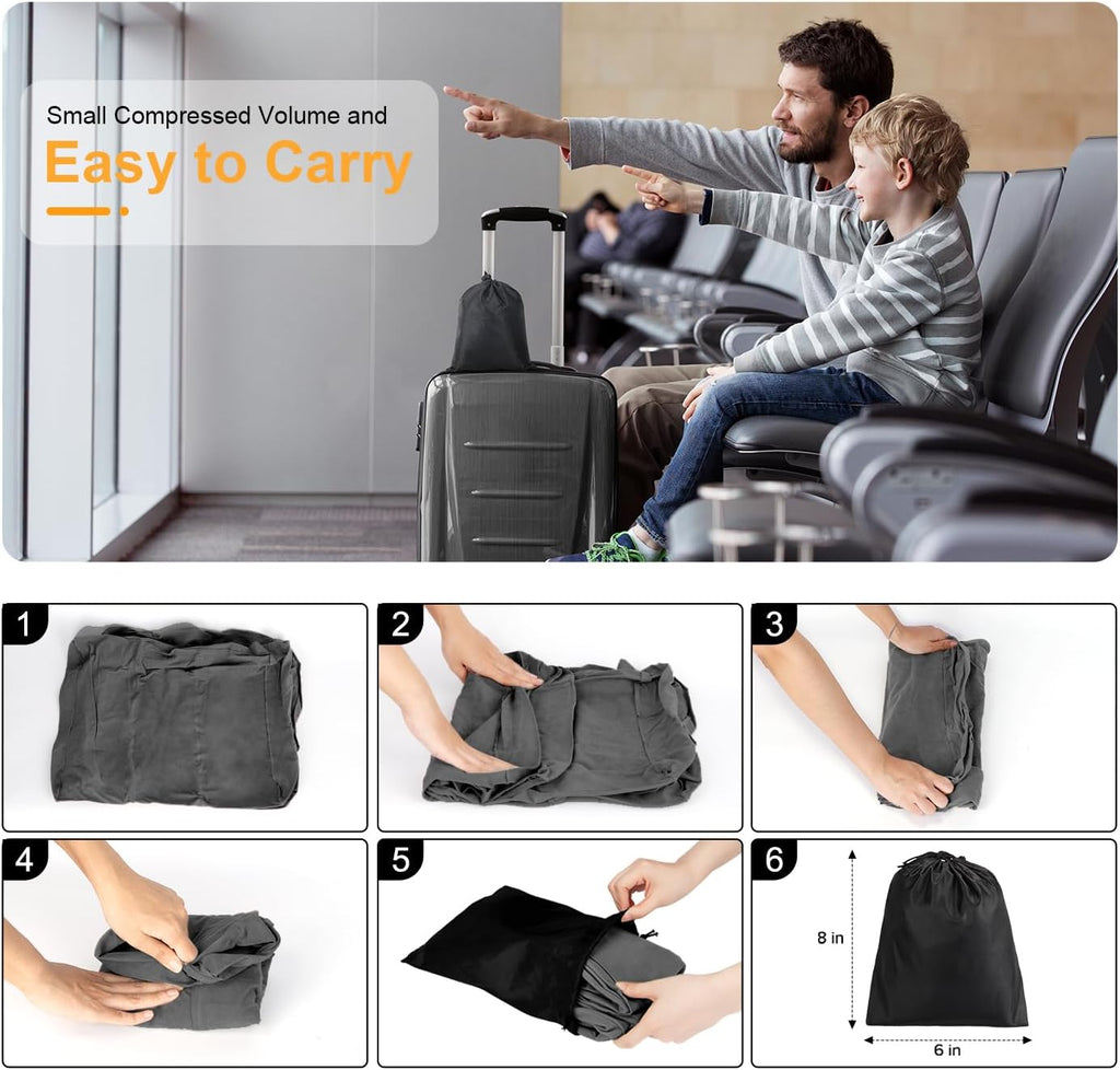 Maliton Inflatable Travel Foot Rest Pillow, Airplane Bed for Kids, Car Foot Leg Rest Pillow, Adjustable Height for Airplane, Car, Train…