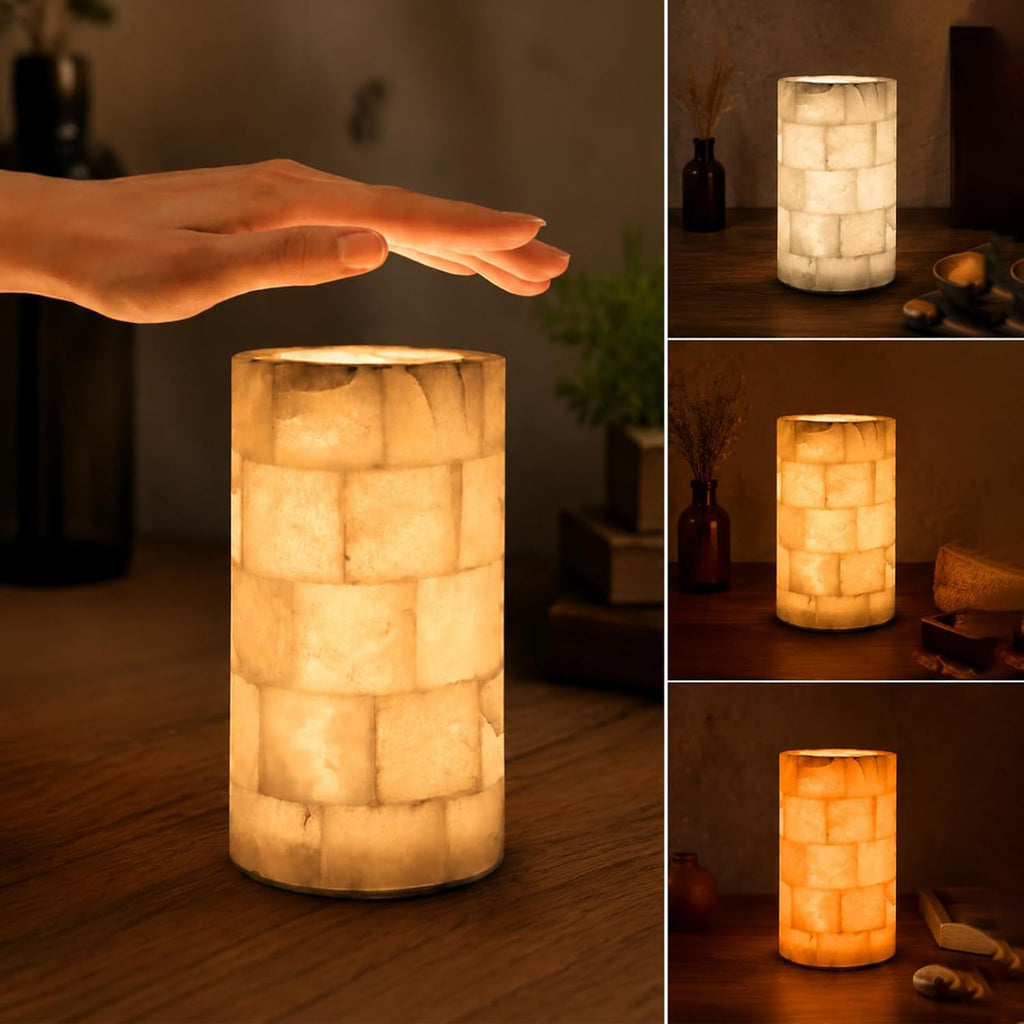 Marble Touch Lamp, Rechargeable Alabaster Table Lamp, Cordless Night Light, Battery Operated Bedside Light for Nightstand, Living Room…