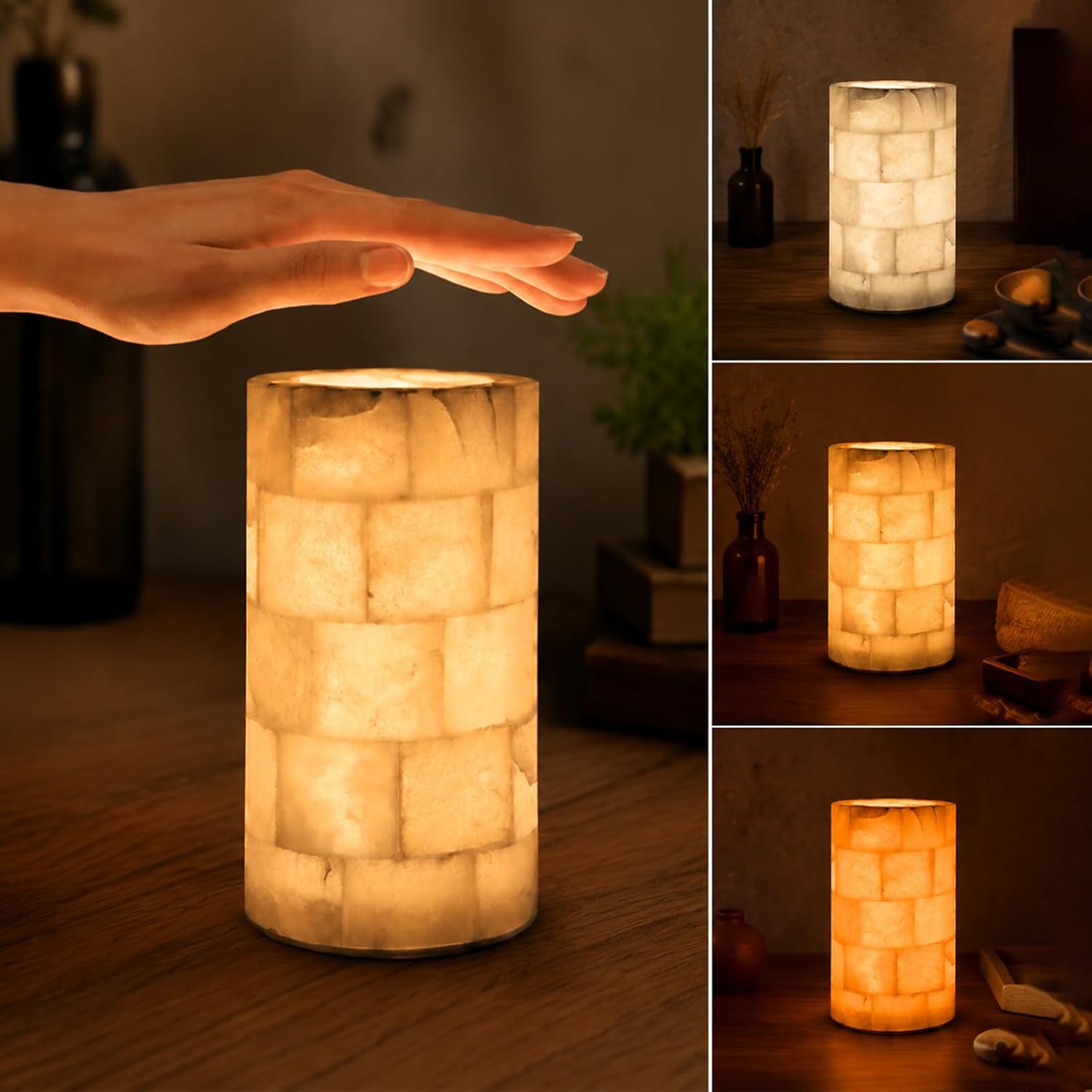 Marble Touch Lamp, Rechargeable Alabaster Table Lamp, Cordless Night Light, Battery Operated Bedside Light for Nightstand, Living Room…