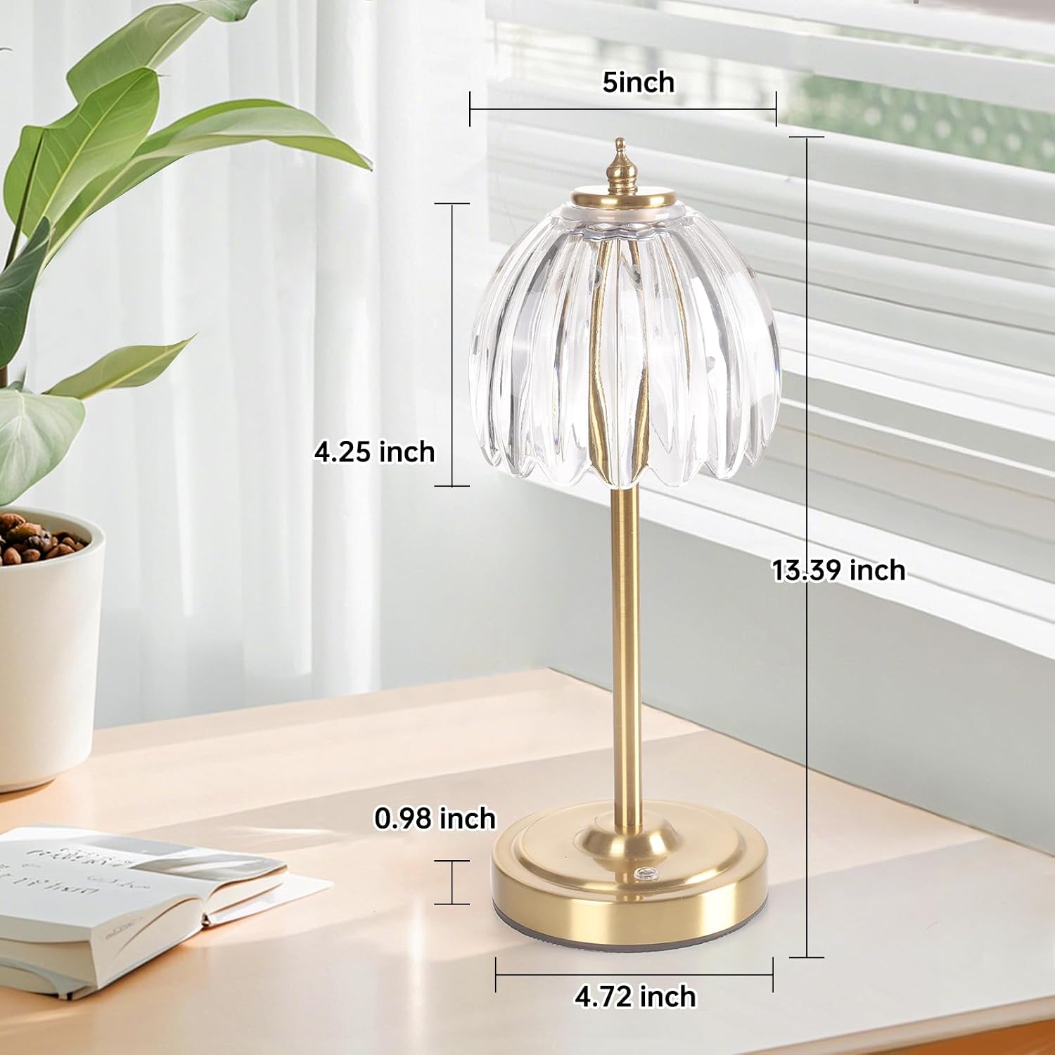 Shenmoyl Set of 2 Tulip Table Lamp with 5000mAh Battery & Touch Control, Cordless Table Lamp with 3 Colors, Dimmable Rechargeable Table…