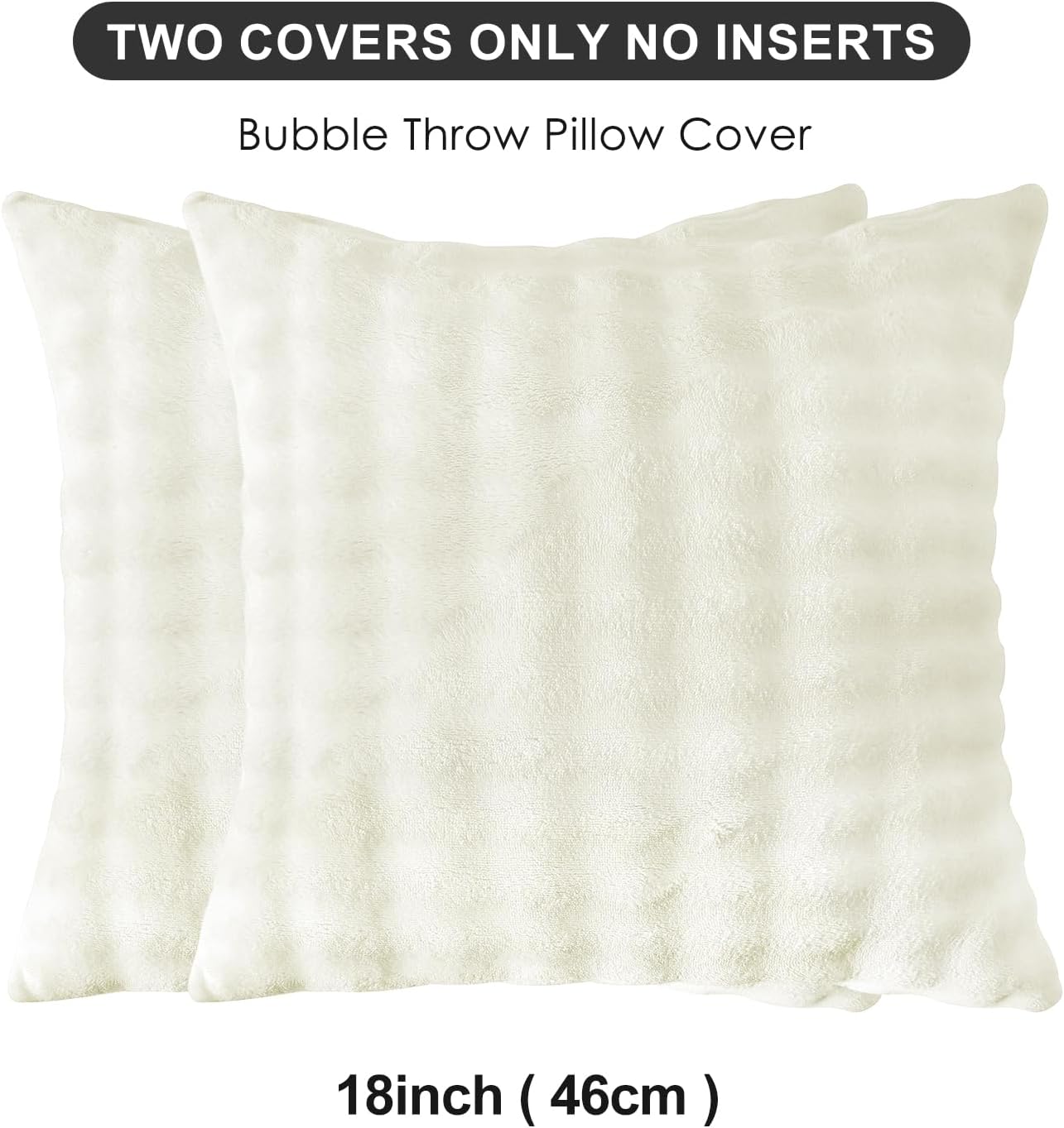 Sochow Decorative Throw Pillow Covers 18x18 Inches Set of 2, Soft Bubble Fleece Pillowcase Square Cushion Covers for Sofa Couch Bed, Cream…