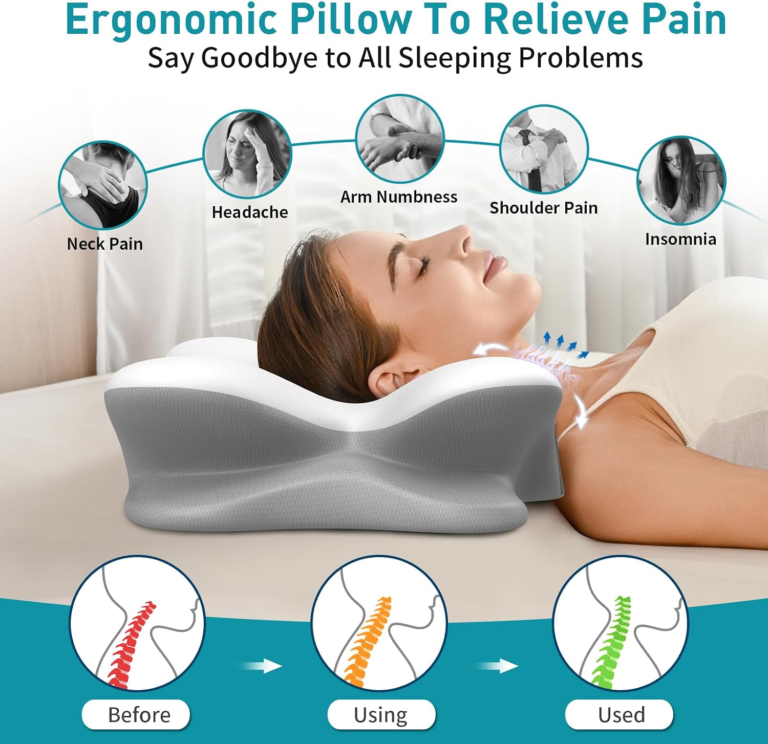 Besyodo Besyodo Cervical Pillow for Neck - Ergonomic Neck Pillow for Sleeping, Contour Memory Foam Pillows Side Sleeper Pillow for N…