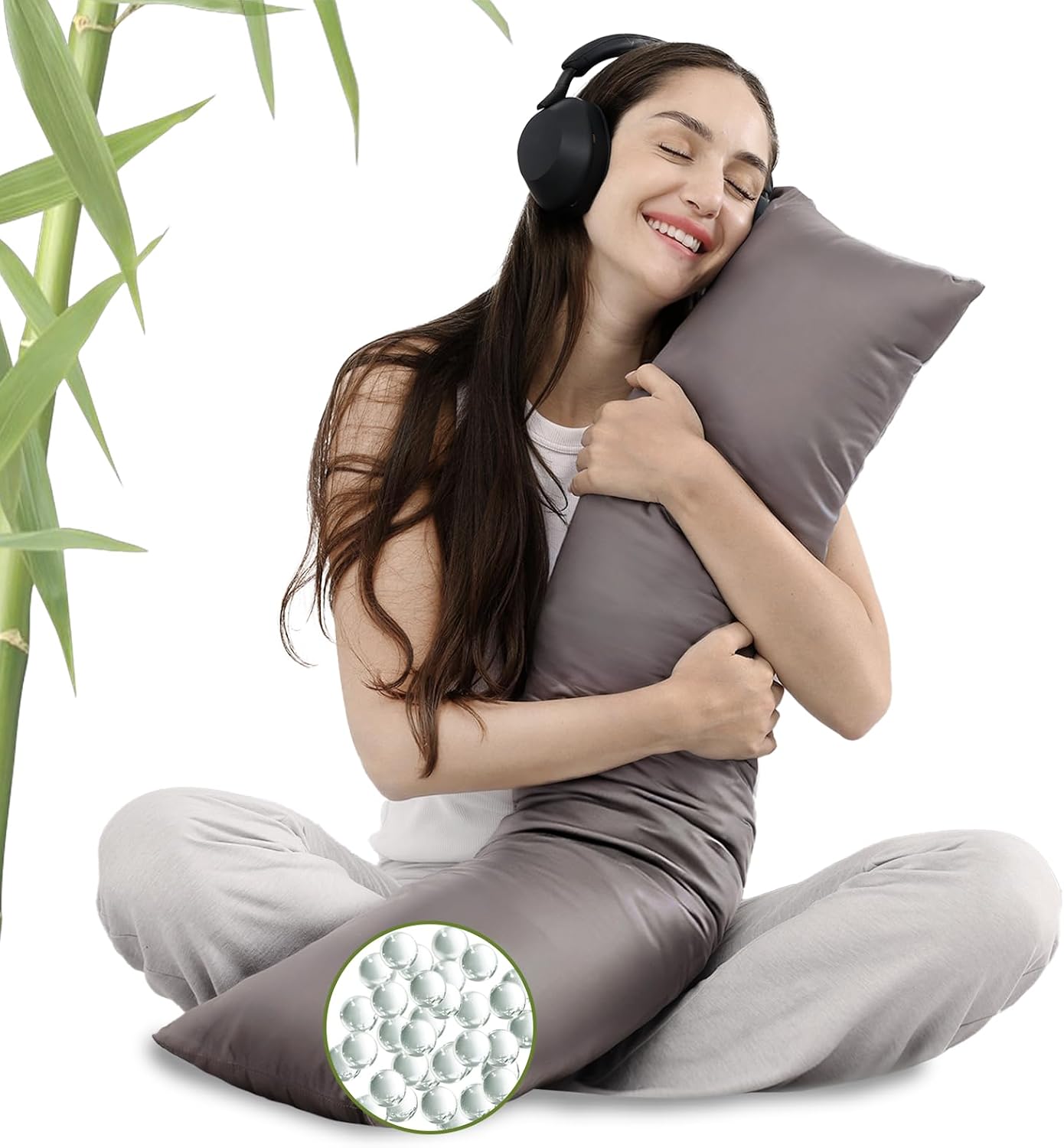 Zonli Cooling Weighted Body Pillow with Bamboo Cover(41" x 10") 6.5lbs, Body Pillows for Adults Weighted Pillow for Deep Sleepers, Full Bod…