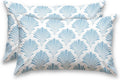 HOMETITUTE Pillow Covers Decorative Pack of 2 Satin 12x20 Inch Blue Fan Art Lumbar Throw Pillow Cases for Sofa Couch Living Room…