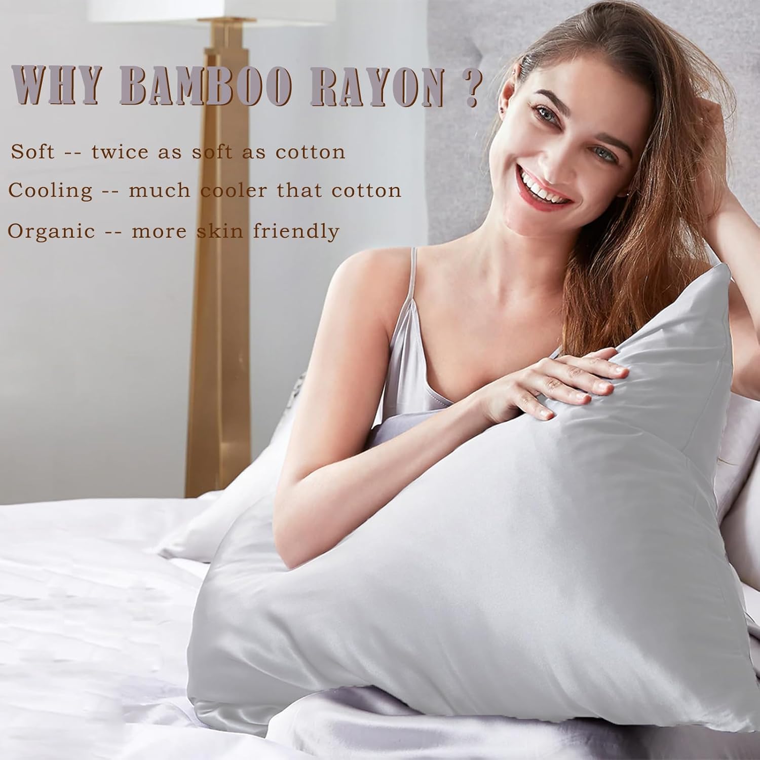 TELUS Body Cooling Pillow Case Cover, Bamboo Rayon & Lyocell Pillowcase with Zipper Closure, Breathable Pillow Case for Hot Sleepers and…