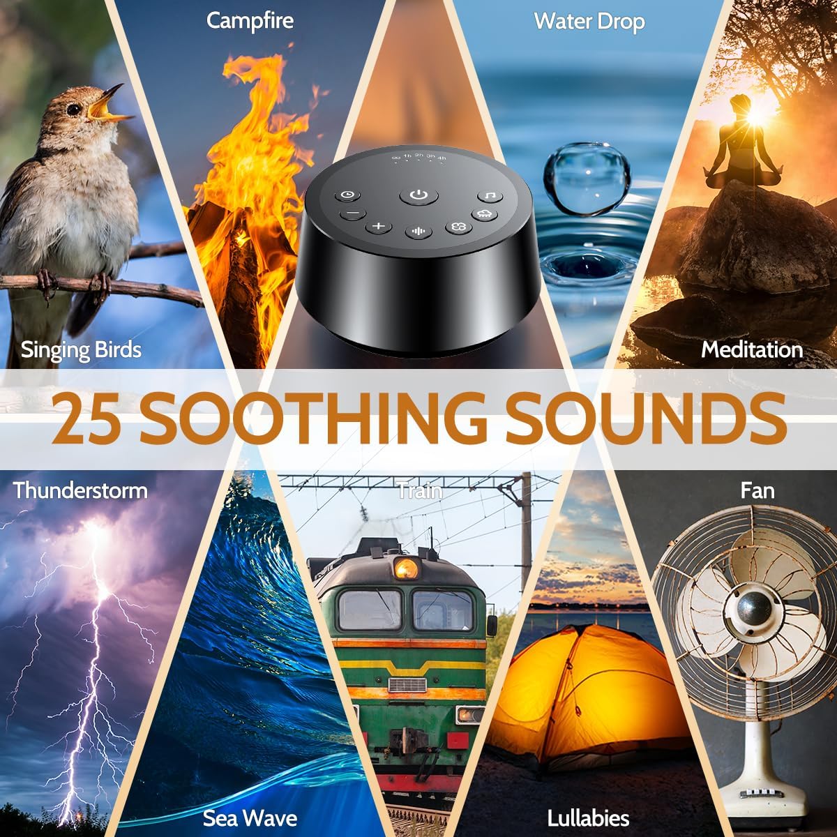 Color Noise Sound Machines with 25 Soothing Sounds Sleep White Noise Machine 32 Volume Levels 5 Timers and 4 Sound Categories and Memory…