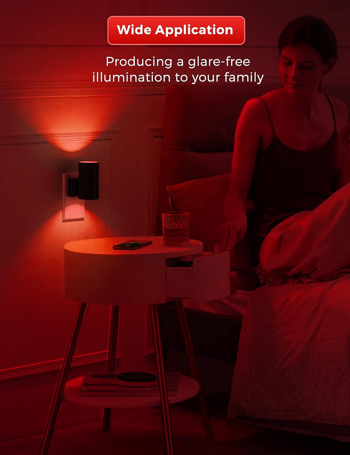 Llohasled L LOHAS LED Red Night Light, Circadian Night Lights Plug into Wall, LED Nightlights with Light Sensor, Red, Dimmable Ni…