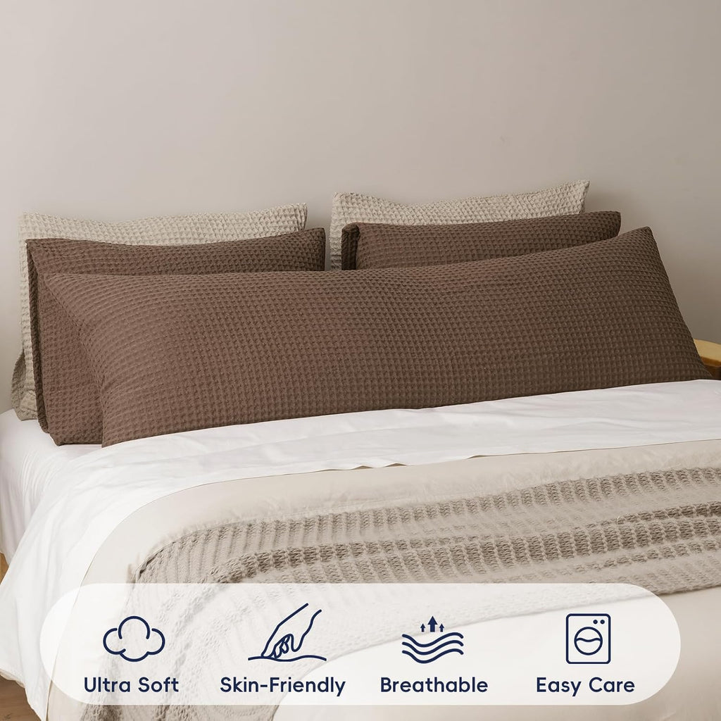 Phf Ultra Soft Waffle Weave Body Pillowcase with Zipper, No Insert, 1Pack 20" x 54" Pillow Sham, Breathable & Skin-Friendly Body Pillow cas…