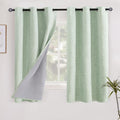 YoungsTex Sage Green Blackout Linen Curtains 40 Inches Longes, Short Thermal Insulated Black Out Drapes with Grommet for Bathroom Small Win…