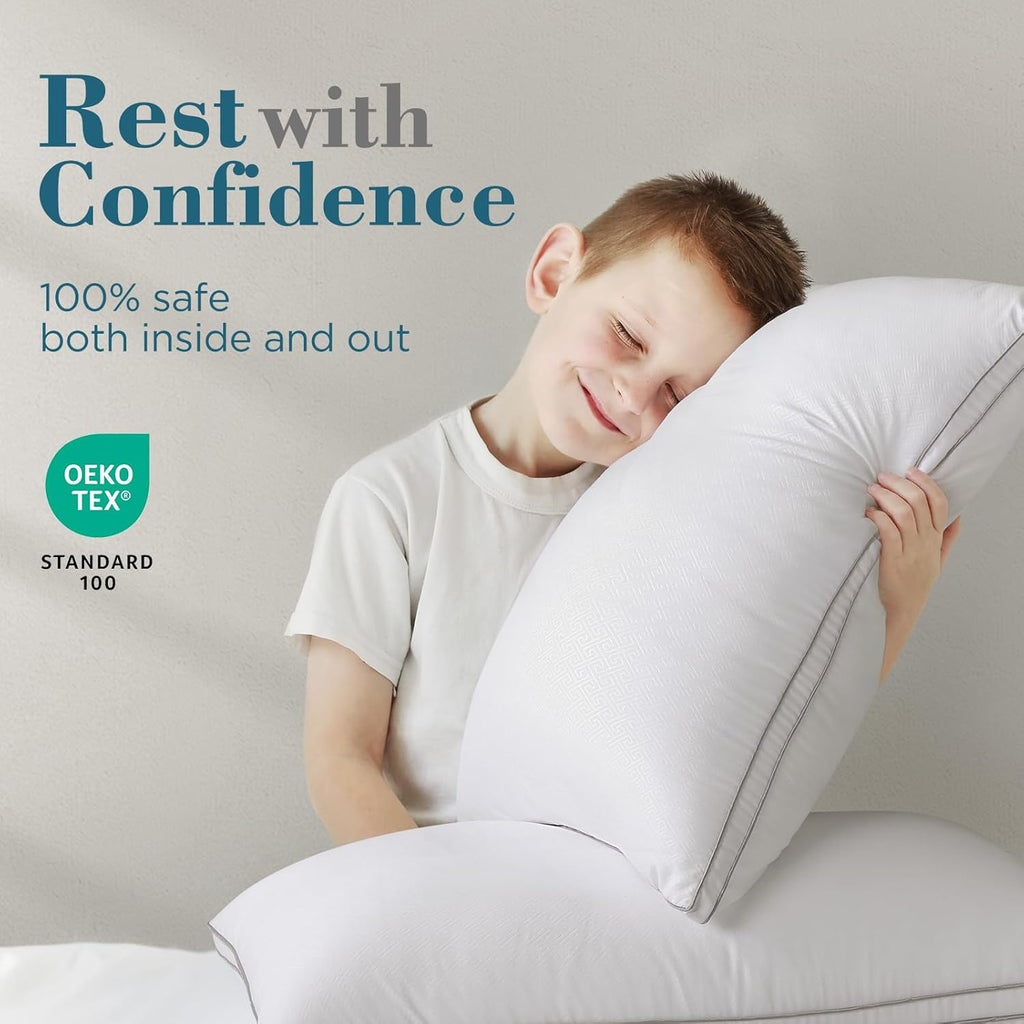 viewstar Bed Pillows Standard Sizes Set of 2, Hotel Quality Cooling Down Alternative Gusseted Pillows for Side, Back, or Stomach…