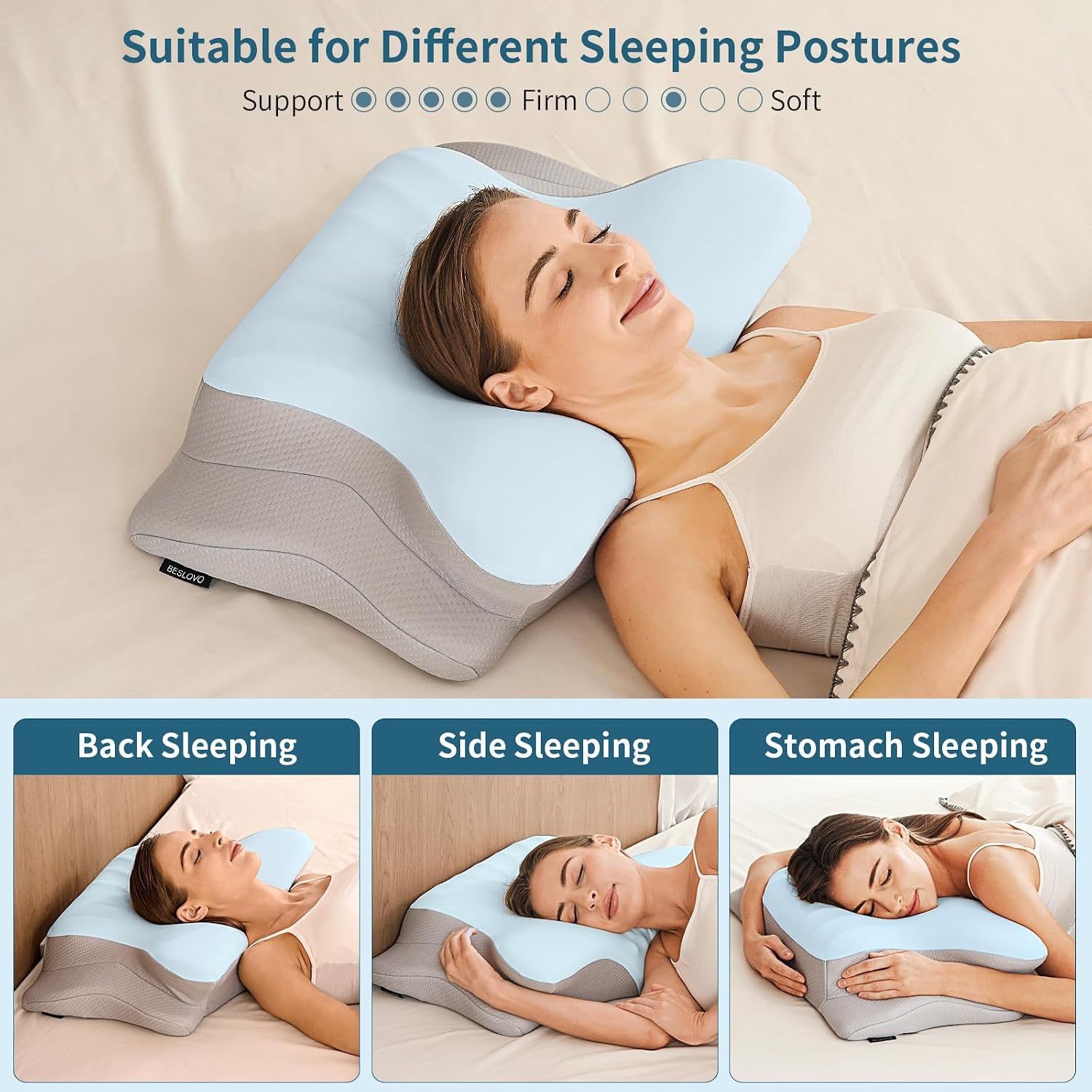 Ylekto Cervical Neck Pillow for - Ergonomic Memory Foam Pillows for Sleeping, Cooling Side Sleeper Pillow for Neck Support, Contour Orthope…