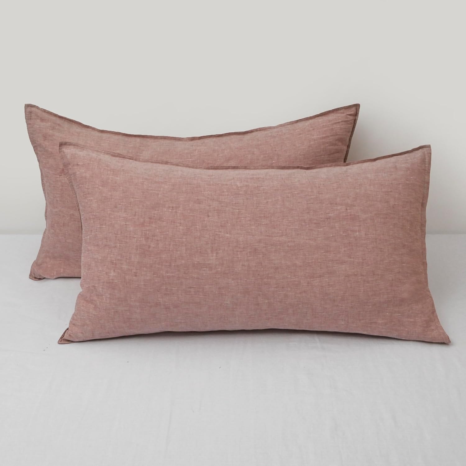 Chuffed Linen Pillowcases 2 Pack 100% Linen Standard Pillow Cases, Breathable and Cooling Washed Pillowshams with Zipper Closure, 20x36 Inc…
