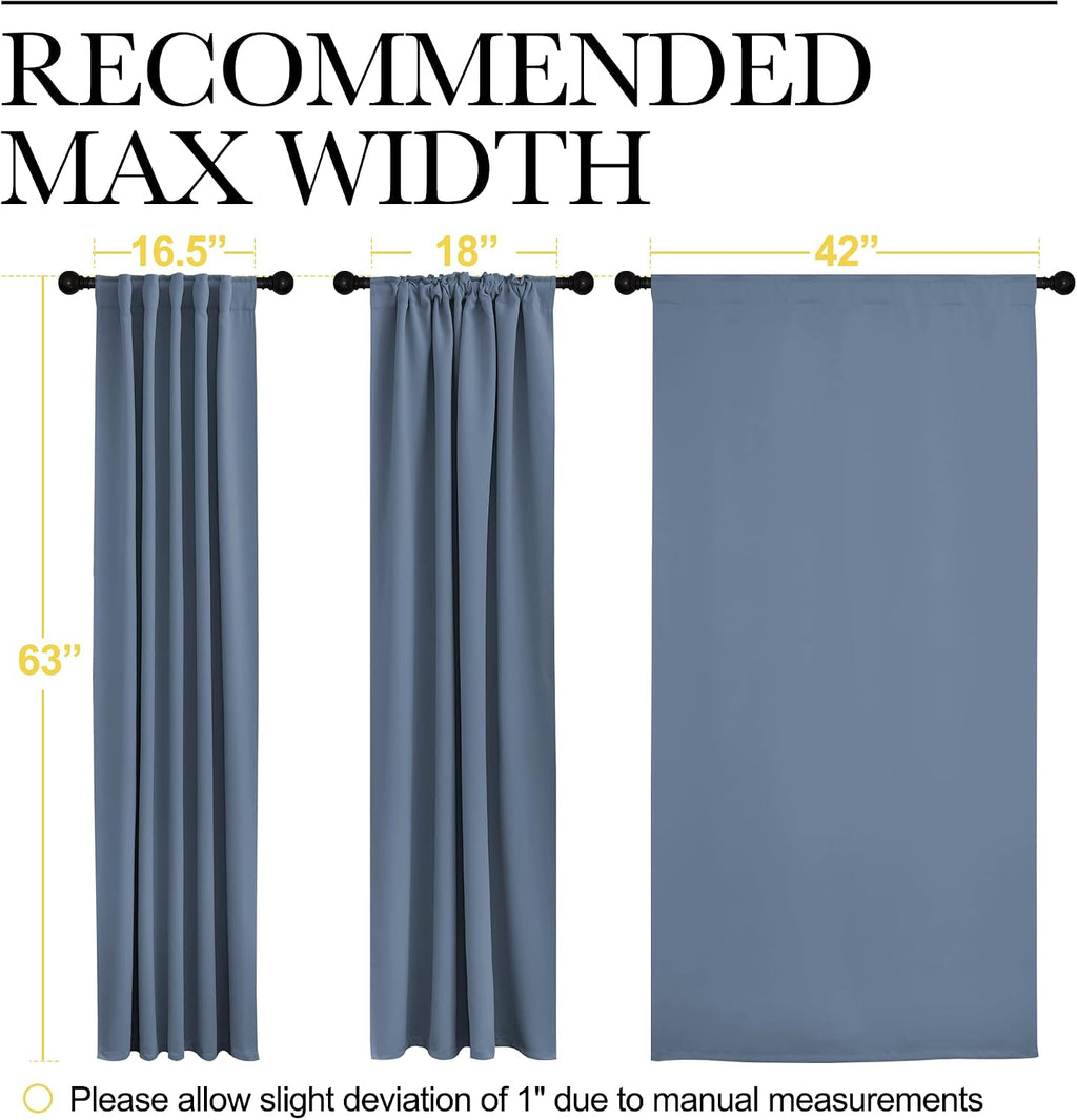 NICETOWN Blackout Curtains Window Panel Drapes - (Stone Blue Color) W42 x L63, 2 Panels, Home Decoration Light Blocking Thermal Insulated…
