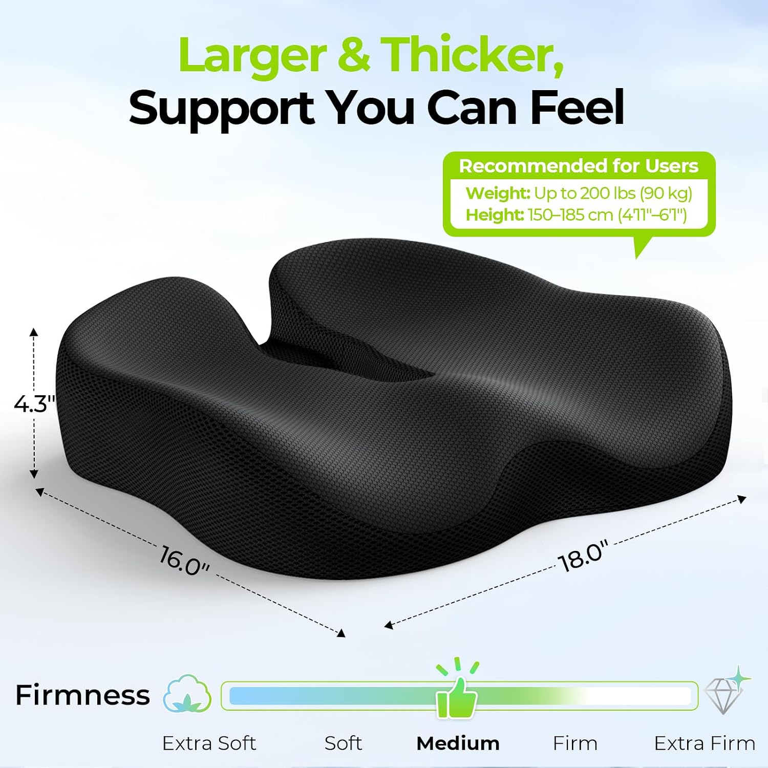 Auvon Ergonomic Donut Pillow Seat Cushion for Hemorrhoid & Tailbone, Thick Memory Foam Chair Cushion with Firm Support for Coccyx, Sciatic…