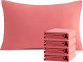 Ntbay Queen Pillowcase Set - 4 Pack Brushed Microfiber 20x30 Pillowcases - Soft, Wrinkle-Free, Fade-Resistant, Stain-Resistant, Coral Pink…